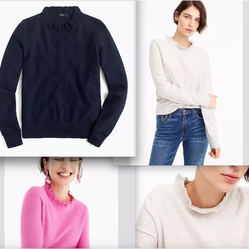 J. Crew Ruffle Neck Merino Wool Blend Sweater - Picture 3 of 10